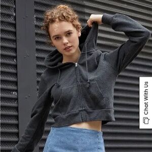 Brandy Melville Charcoal Black Zip-Up Hoodie